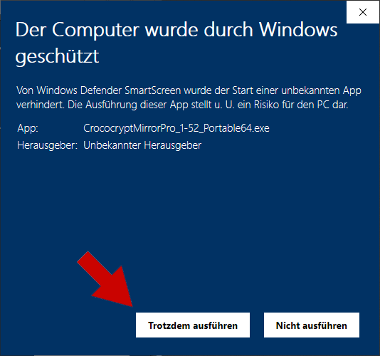 CrococryptMirror - Windows 10 Sicherheit Installation - Schritt 2